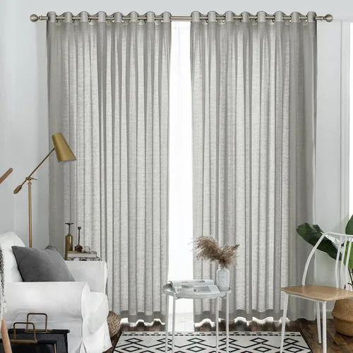 Vista 14 de Melodieux Cortinas Semitransparentes Negras de 63 Pulgadas de Largo para Ventanas Pequeñas de Sala de Estar y Dormitorio con Aspecto de Lino Rústico