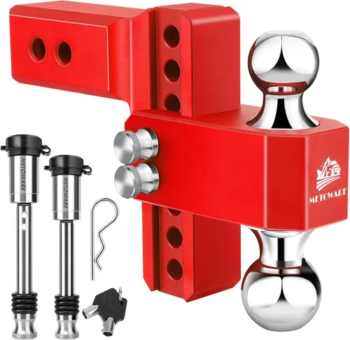 Vista 15 de METOWARE Enganche de remolque ajustable - Enganche de caída de aluminio para receptor de 2.5 pulgadas - Enganche de remolque de servicio pesado