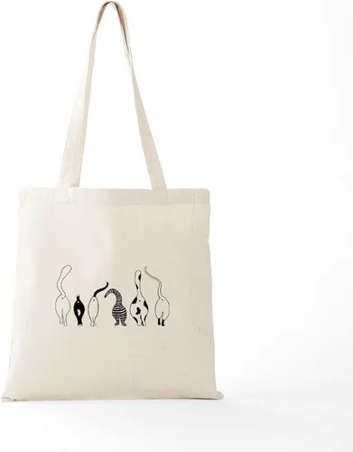 Vista 5 de CafePress Cat Butts - Bolsa de compras de lona beige natural reutilizable