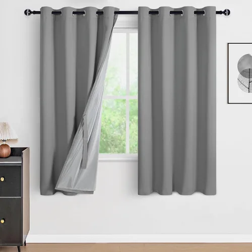 Vista 99 de DWCN - Cortinas 100% opacas para dormitorio con forro negro, cortinas de ventana de doble capa con aislamiento térmico que oscurecen toda la Azul