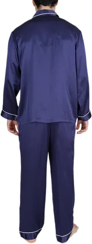Vista 2 de OSCAR ROSSA Conjunto de pijama de seda de lujo para hombre, 100% seda de morera