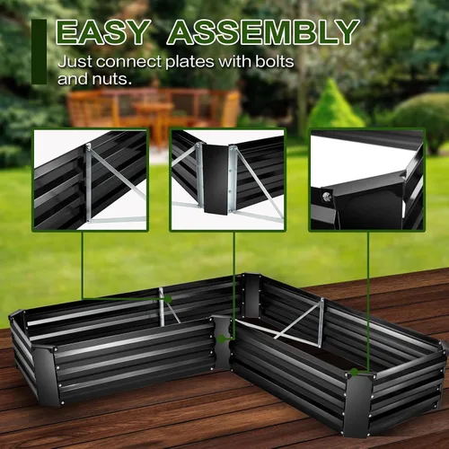 Vista 4 de Kit de Cama de Jardín Elevada, Macetero Galvanizado de 5x5x1 pies, Cajas de Jardín Elevado Altas para Exteriores, Camas de Jardín Elevado de Metal