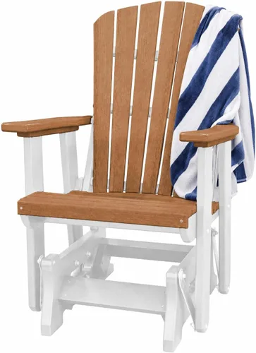 Vista 11 de DutchCrafters Slat Fan Back Poly Adirondack Glider Silla de patio al aire libre (negro y azul aruba)