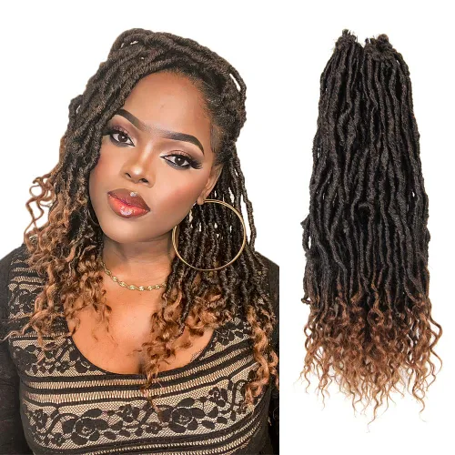 Vista 13 de BOHOBABE Rastas Sintéticas de Ganchillo de 10 Pulgadas, Rastas de Ganchillo Suaves Boho con Puntas Rizadas, Rastas Cortas de Diosa Bohemia de 1#