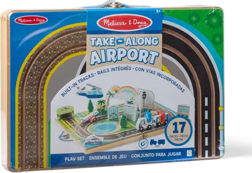 Vista 3 de Melissa & Doug Juego de aeropuerto para llevar, vehículos, pistas incorporadas para niños y niñas de 3 años en adelante - Certificado FSC