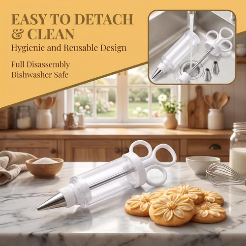 Vista 6 de Stainless Steel Cake Decorating Gun Kit, 304 Stainless Steel Icing Piping Kit with 6 Replaceable Tips for Cakes, Cupcakes and Cookies，Small 1 Set