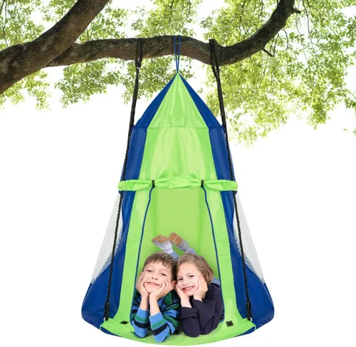 Vista 2 de Silla hamaca colgante para niños, asiento de tienda de campaña para uso en interiores y exteriores, perfecta para niños, adultos, soporta 330 libras