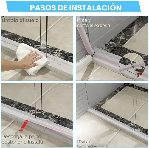 Vista 7 de Duzzy Protector de presas de agua para umbral de ducha, tira de sellado de goma de silicona para puerta de ducha (39 pulgadas, transparente)