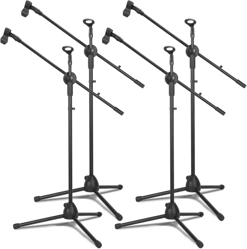 Vista 2 de Sherr 2 Pcs Microphone Stand Boom Bulk, Adjustable Height Tripod Mic Stand with Dual Clip Foldable Universal Heavy Duty Tripod Holder for Live