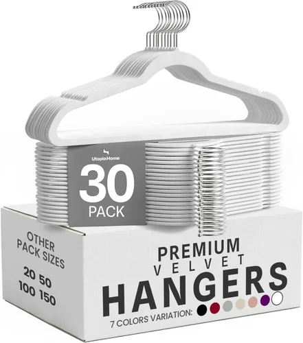 Vista 13 de Utopia Home - Perchas de terciopelo, color negro, paquete de 20 Luxury Non-Slip Slim Pant & Coat Hangers Strong Space-Saving Clothes Hangers