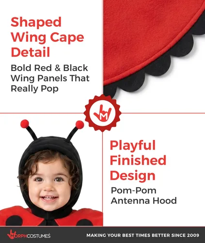 Vista 3 de fun shack Disfraz de mariquita para niños, disfraz de Halloween para niñas