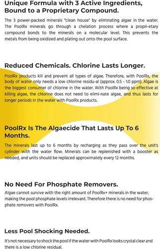 Vista 3 de PoolRx + Paquete de 4 unidades de algicida mineral, control de algas de hasta 6 meses, para 100-400 galones, amarillo y blanco, nueva fórmula