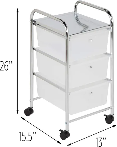 Vista 6 de Honey-Can-Do - Carrito de almacenamiento de plástico de 3 cajones con ruedas, plateado
