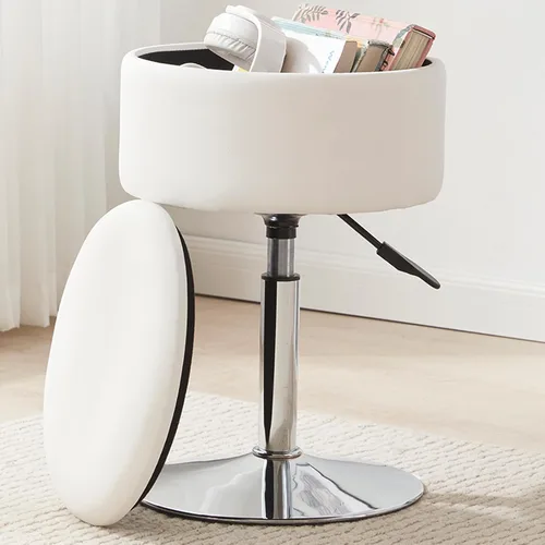 Vista 10 de Taburete otomano ajustable, taburete de tocador negro, silla de tocador para sala de maquillaje, taburete con almacenamiento, taburetes