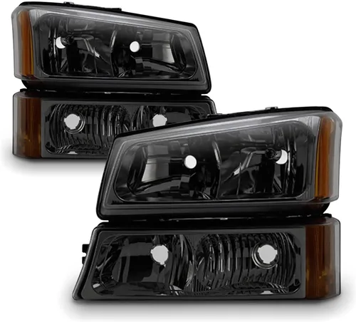 Vista 8 de AKKON - Para 2003-2006 Chevy Silverado Avalanche, faros delanteros negros con bisel, lámparas de defensa para conductor+pasajero, par de luces
