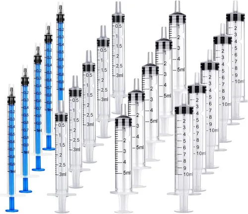 Vista 16 de 20 jeringas de plástico de 0.0 fl oz, 0.1 fl oz, 0.2 fl oz, 0.3 fl oz con medición, múltiples usos, herramientas de jeringa de medición para medir