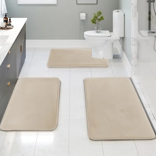 Vista 15 de Clara Clark tapete para baño, regadera o tina, de gomaespuma, negro, antiderrapante Camel Oro