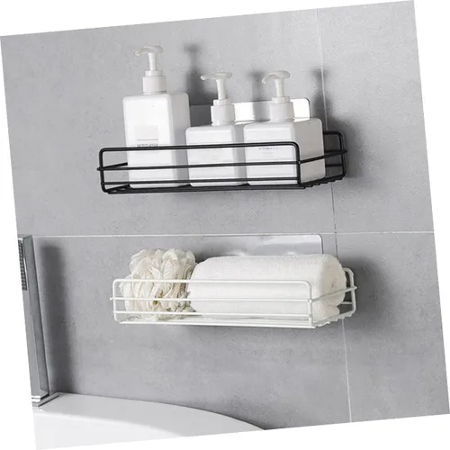 Vista 5 de Levemolo 2 estantes organizadores para platos adhesivos, cepillos de champú, soportes inoxidables, estantes para ducha, granja, freguero, negro