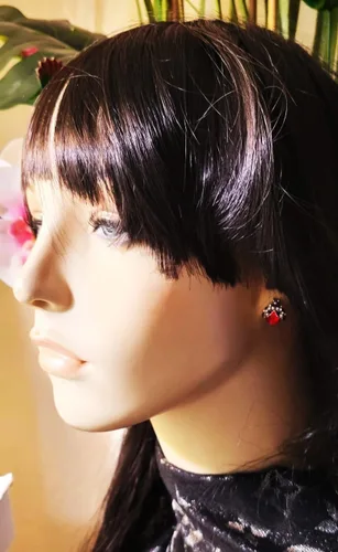 Vista 8 de Hermoso collar y aretes con colgante de mariquita en tono plateado, cadena de 19 pulgadas, joyería de moda en caja de regalo, Diamante de imitación