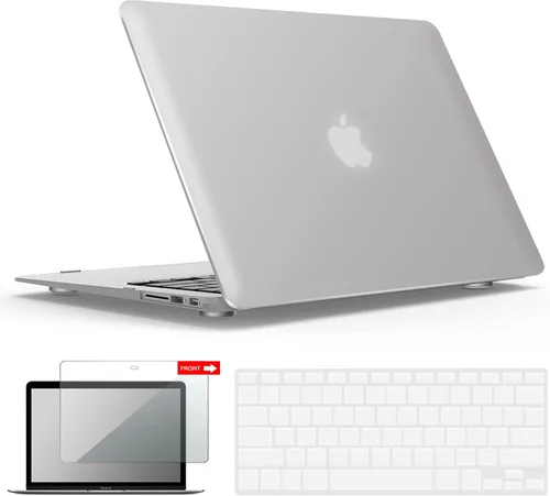 Vista 44 de iBenzer Carcasa rígida de plástico con superficie suave 3 en 1 y cubierta para teclado y protector de visualización para MacBook Air, Negro