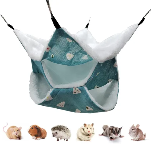 Vista 10 de LEFTSTARER Hamaca de triple capa para mascotas, jaula de animales para mascotas, accesorios para cama para ratas, conejillos de indias, hurón, Gris