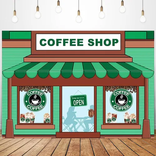 Vista 7 de Telón de fondo de caricaturas para fotografía de café – Fondo de helado de primer cumpleaños con rayas verdes para niños y baby shower (5 x 3 pies)