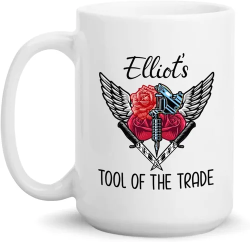 Vista 13 de Taza de artista de tatuaje floral, taza de café personalizada para tatuajes, taza de tatuaje personalizada con nombre regalo para amantes