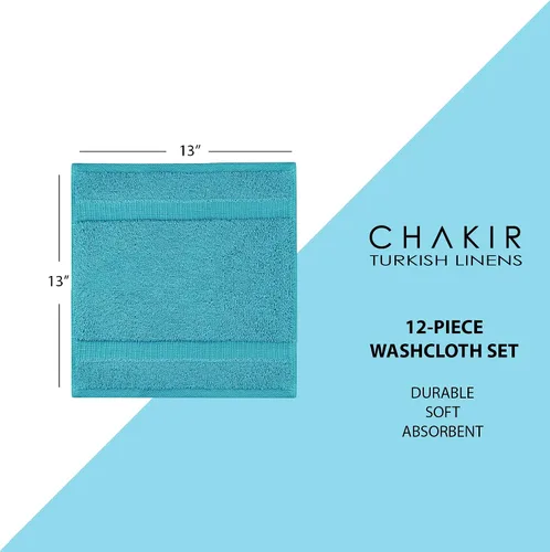 Vista 5 de Chakir Turkish Linens - Paquete de 12 paños de 100 % algodón Aguamarina