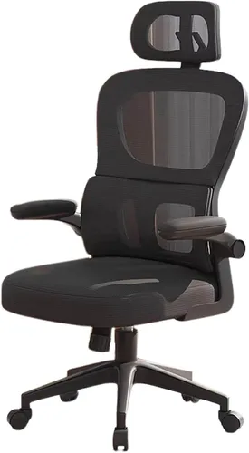 Vista 10 de Ergonomic Swivel Gaming Chair High Back Mesh Computer Desk Office Chair with Flip-Up Armrests and Elastic Lumbar Support, Space-Saving Design for