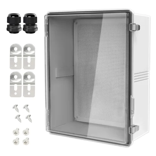 Vista 35 de LeMotech Caja Eléctrica, IP67 Impermeable con Bisagras Cubierta Transparente Pestillo de Acero Inoxidable Caja de Conexiones, Carcasa Eléctrica