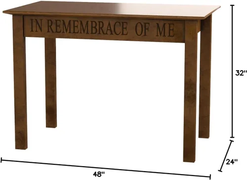 Vista 3 de Mesa de comunión de madera maciza con acabado de nogal en recuerdo de mí, 48 pulgadas