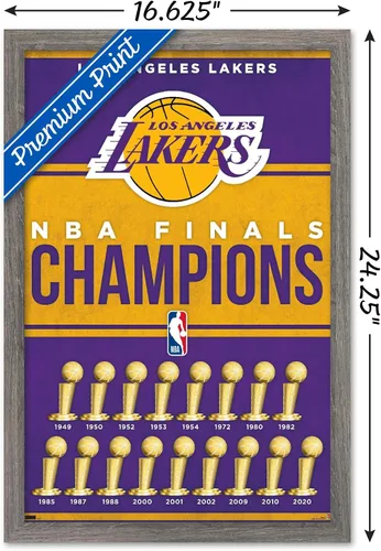 Vista 3 de Trends International NBA Los Angeles Lakers - Póster de pared de Champions 23, 22.4 pulgadas de largo x 14.7 pulgadas, versión enmarcada de madera
