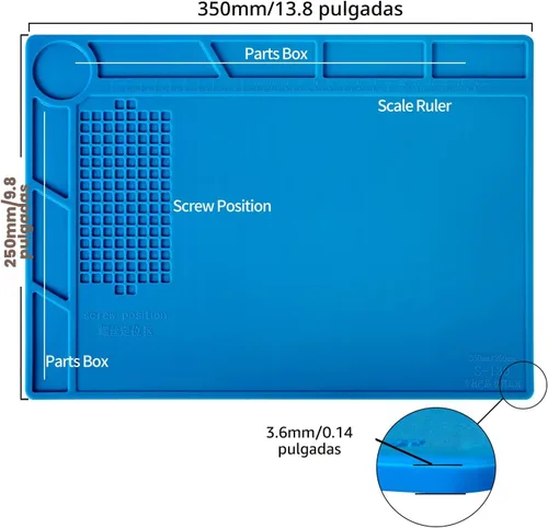 Vista 2 de Kaisi S-130 - Alfombrilla de reparación de silicona aislante para soldadura, resistente al calor, alfombrilla de trabajo de silicona 932°F con regla