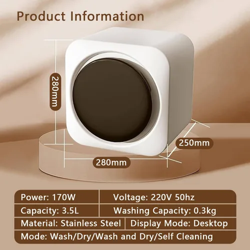 Vista 8 de Lavadora automática completa, máquina de lavandería de pared de 3.5 L, con pantalla LED, descarga de drenaje/4 modos, secadora portátil para 110 V