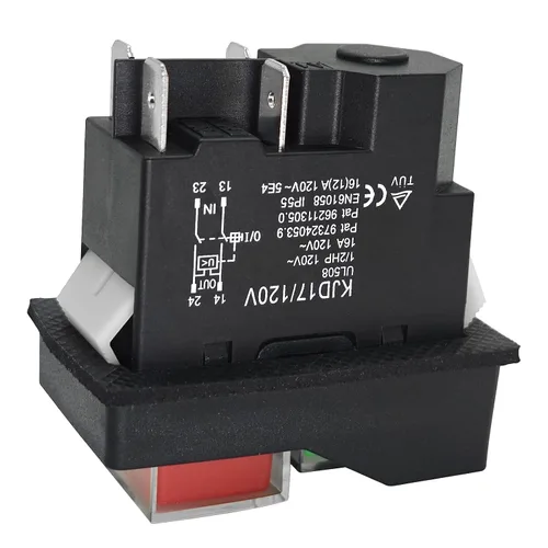 Vista 2 de Interruptor pulsador electromagnético KJD17 - 120V/220V 4-Pin 16A para herramientas de jardín y herramientas eléctricas