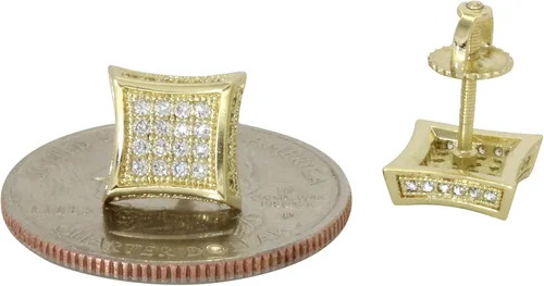 Vista 2 de Kite 0.354 in Oro o Plata Tono AAA Micro Pave Cz Hip Hop Tornillo En Pendientes
