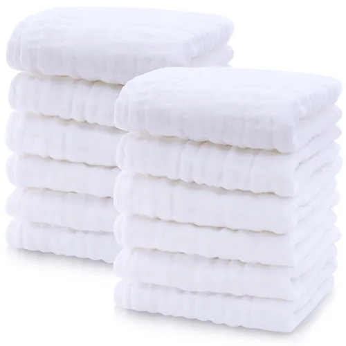 Vista 39 de Cute Castle Paquete de 24 paños de muselina para bebé, 100% algodón, ultra absorbentes, grandes, 20 x 10 pulgadas, trapos de leche súper Aguamarina