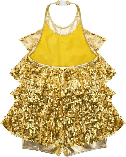 Vista 4 de Jowowha Vestido de ballet brillante para niñas, vestido de leotardo con falda para niños, tango latino, jazz, danza, vestido de danza del vientre
