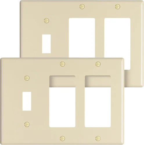 Vista 8 de Bates - Placa de pared combinada, interruptor de palanca individual/decorador doble, negro, 6.34 x 4.5 pulgadas, tamaño estándar, placa de pared