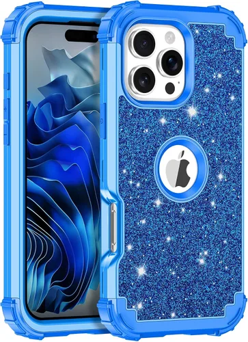 Vista 26 de LONTECT Funda para iPhone 15 Plus con purpurina brillante 3 en 1, a prueba de golpes, resistente, híbrida, resistente, funda protectora de alto