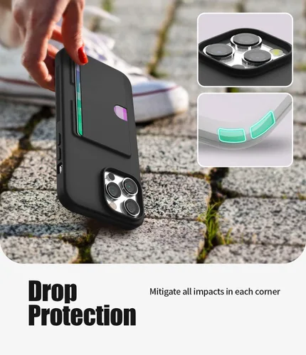 Vista 5 de GOOSPERY Rail 2 - Funda para tarjetas para iPhone 14 Pro Max, color negro, material de TPU, dos ranuras para tarjetas, protección ligera y suave