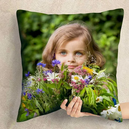 Vista 6 de Almohada de fotos personalizada con texto, funda de almohada personalizada de dos lados, 18 x 18 pulgadas, funda de almohada personalizable