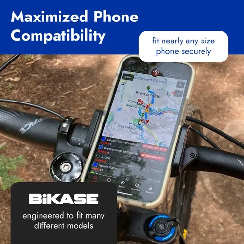 Vista 2 de BiKase Práctica abrazadera para teléfono, soporte de teléfono resistente para bicicleta, ajuste universal, ideal para manillares, bicicletas