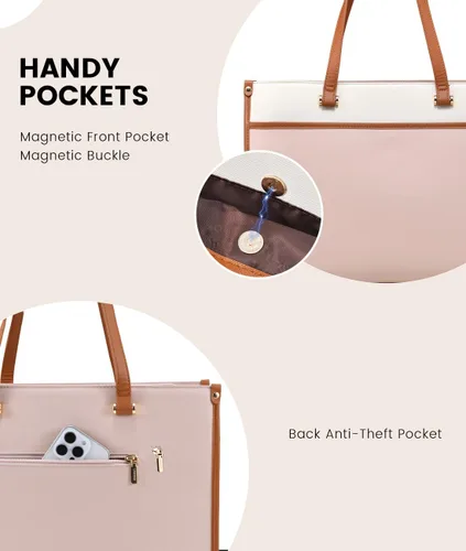 Vista 5 de LOVEVOOK Bolsa para laptop para mujer, 15.6 pulgadas, bolsa de mano para laptop 2 en 1, bolsa de trabajo profesional, maletín de negocios con bolso