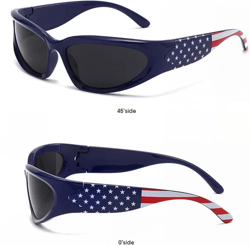 Vista 3 de LASPOR Gafas de sol deportivas envolventes para mujeres y hombres, lentes deportivos Y2K