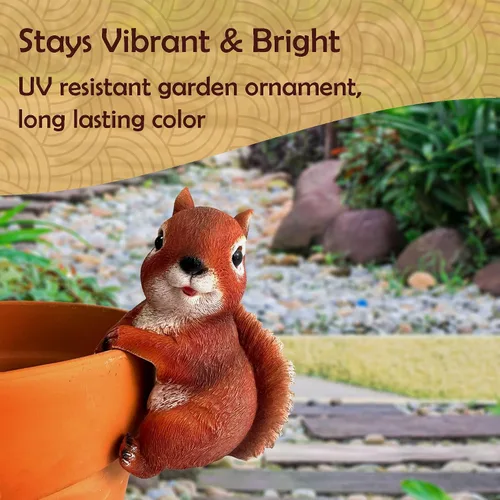 Vista 6 de Wrenbury Adorno de ardilla roja para exteriores para patio y jardín, estatua de Sammy la ardilla para jardín, figura de decoración con detalles