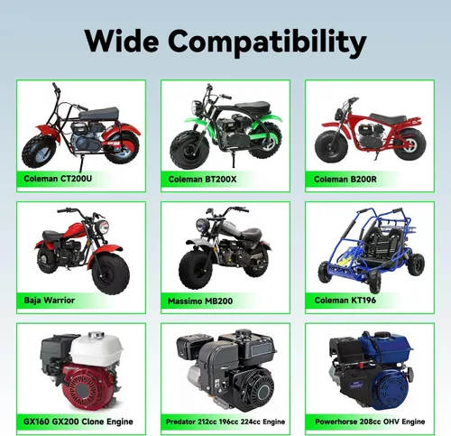 Vista 6 de Kit de Tubo de Escape de Cabecera Mejorado para Predator 212cc 196cc 6.5HP GX160 GX200 Coleman Mini Bike BT200X CT200U CT200U-EX KT196 Go Kart Baja