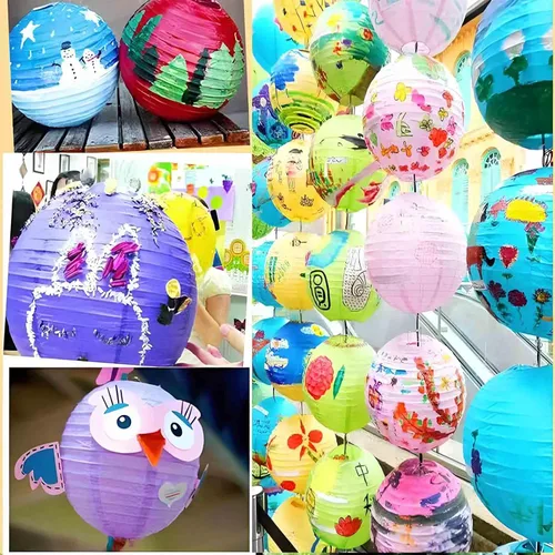 Vista 6 de Faroles de papel verde salvia polvoriento, 12 linternas de papel redondas colgantes decorativas para graduación, baby shower, boda, cumpleaños