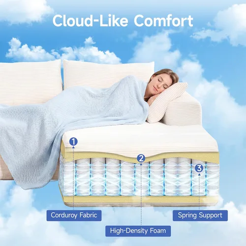 Vista 7 de Sofá modular Cloud 2026 de 108 pulgadas, sofá modular con asiento profundo, sofá modular con diván en forma de L, sofás modernos para sala de estar