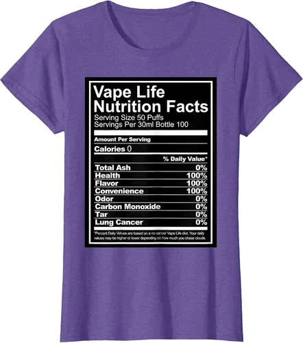 Vista 6 de Información nutricional de Vape Life - Camiseta Vaping - Camiseta Vaper Tee